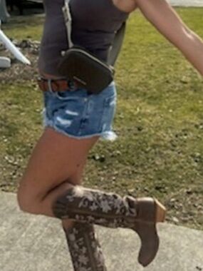 Women’s Brown Embroidered Western Tall Shaft Heeled Cowboy  Boots